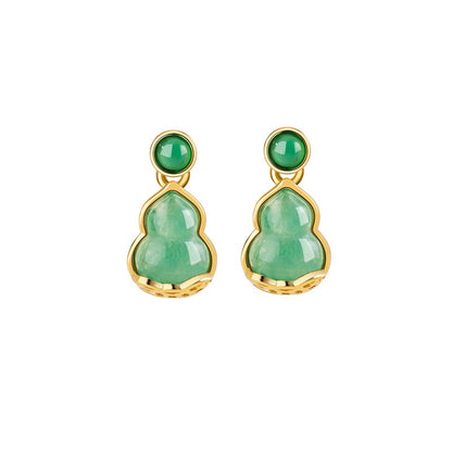 Mountain Mist African Jade Lucky Gourd Earrings