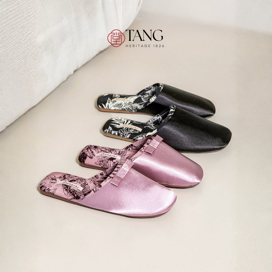 Peony Garden Satin Women Silk Indoor Slippers