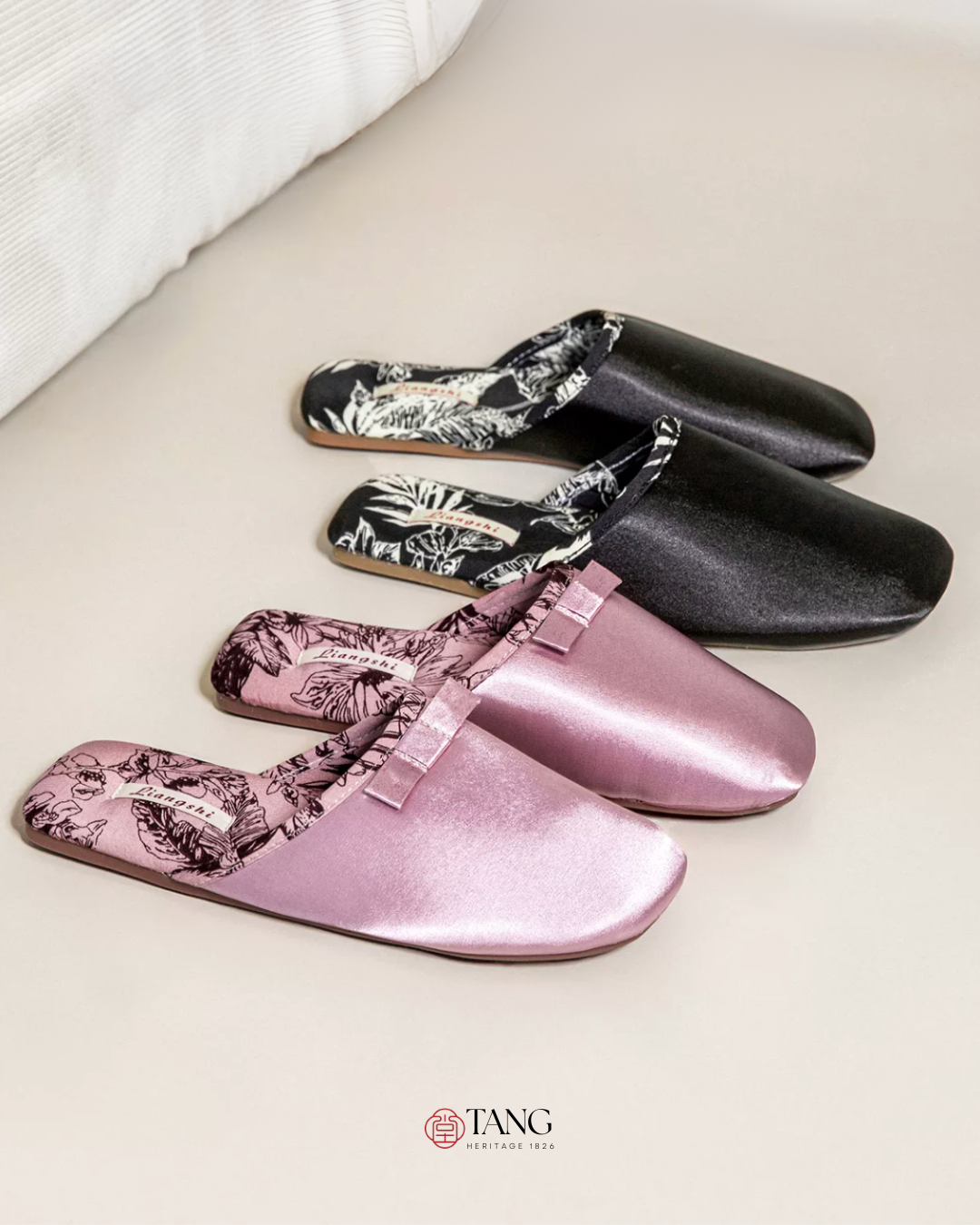 Peony Garden Satin Women Silk Indoor Slippers