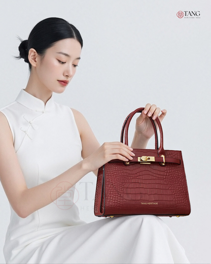 Tang Red 27 Scarlet Crocodile-Embossed Tote