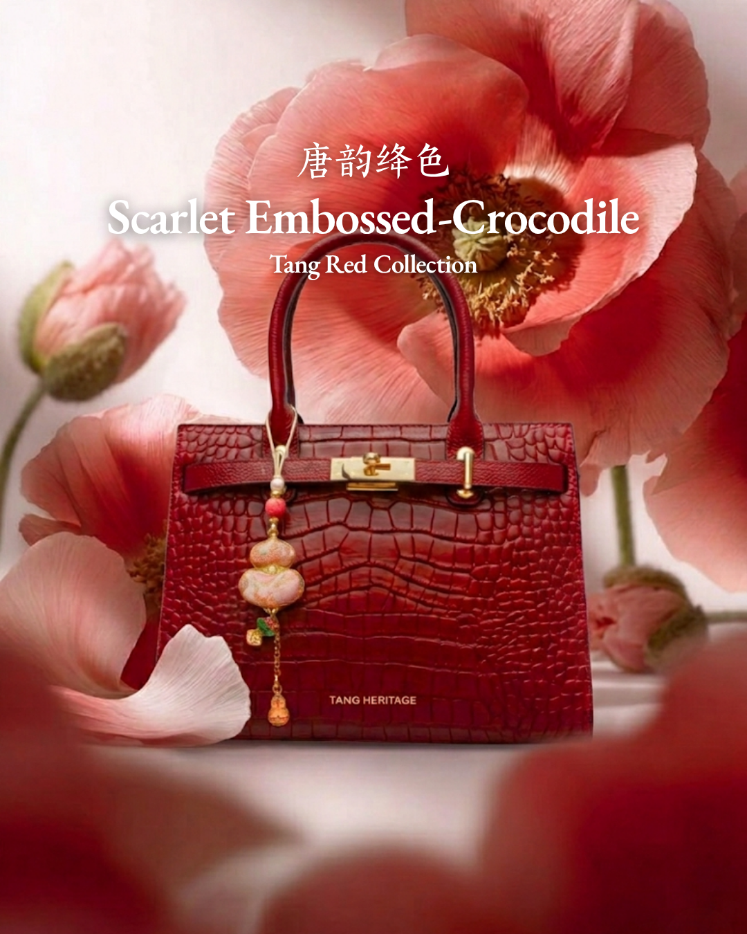 Tang Red 27 Onyx-Sand Python-Embossed Tote