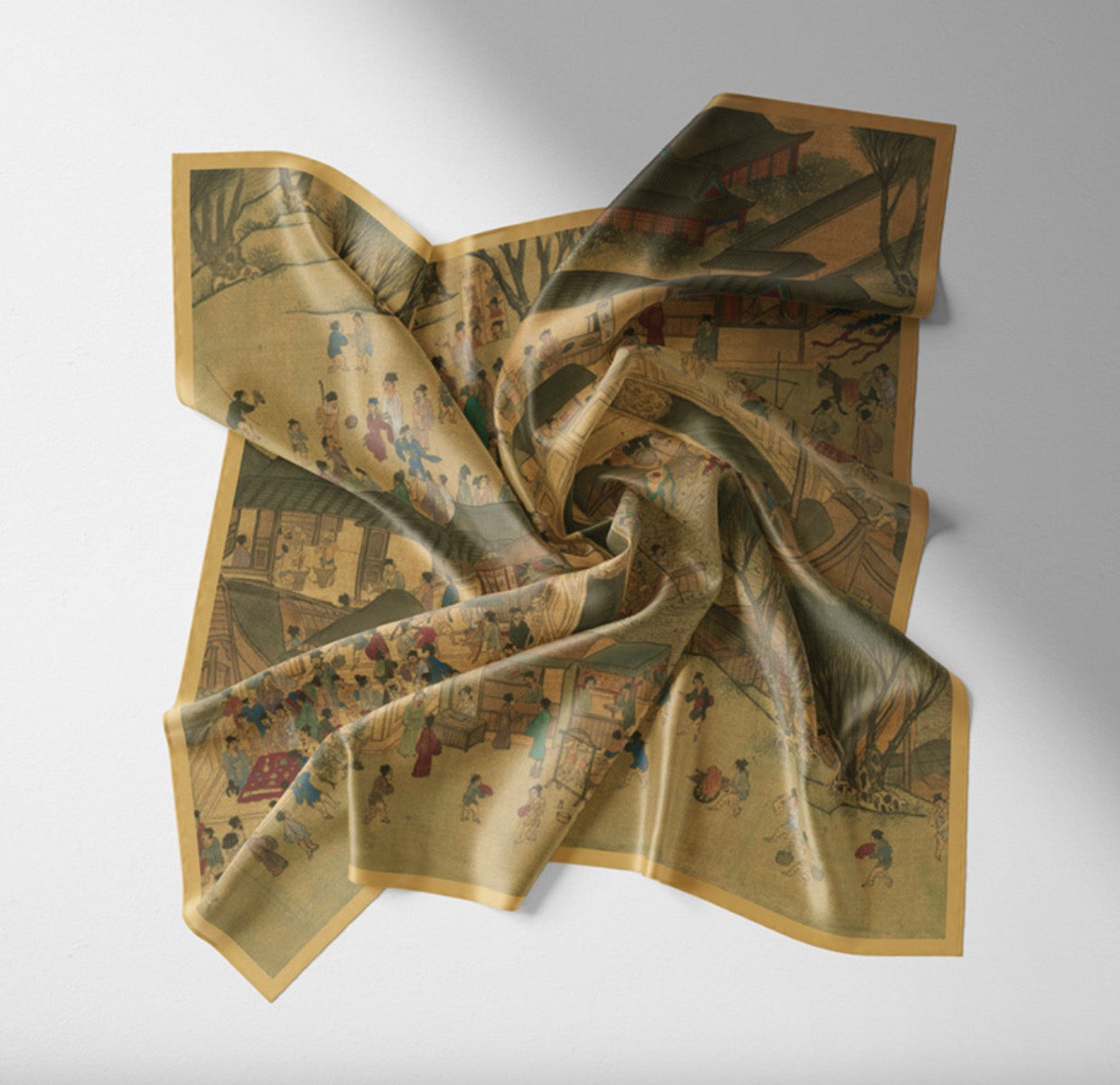 "Along the River During the Qingming Festival" Heritage Artwork Silk Scarf