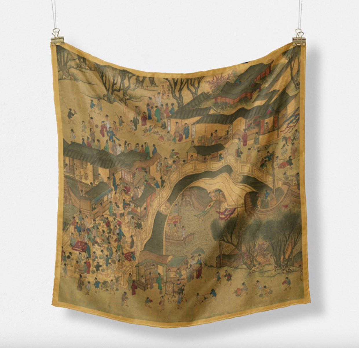 "Along the River During the Qingming Festival" Heritage Artwork Silk Scarf