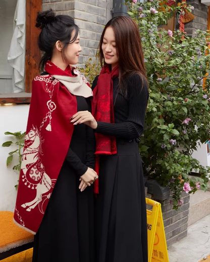 Red Horse Year Scarf Gift Set