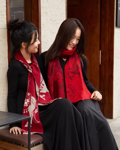 Red Horse Year Scarf Gift Set
