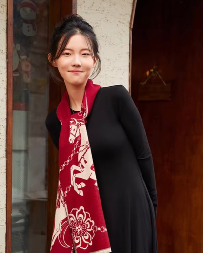 Red Horse Year Scarf Gift Set