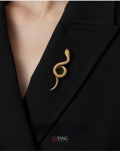Emerald Serpent Brooch