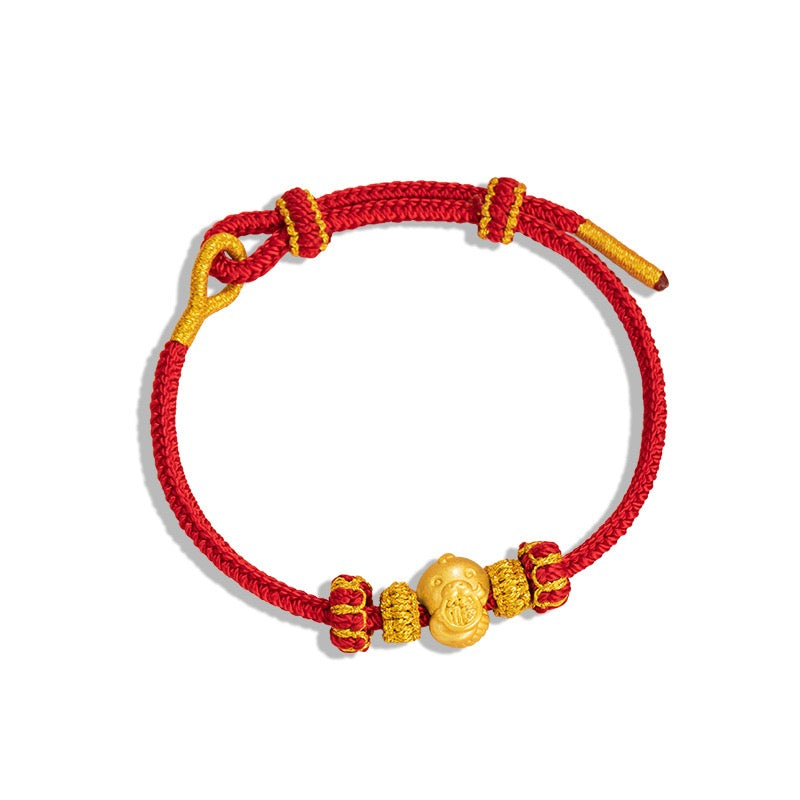 Fire Goat 2027 Zodiac Fortune Bead Red Cord Bracelet