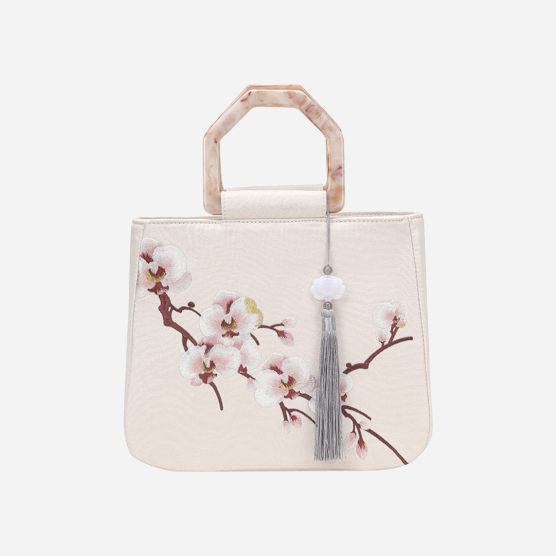 Tang Bloom Orchid Top-Handle Bag