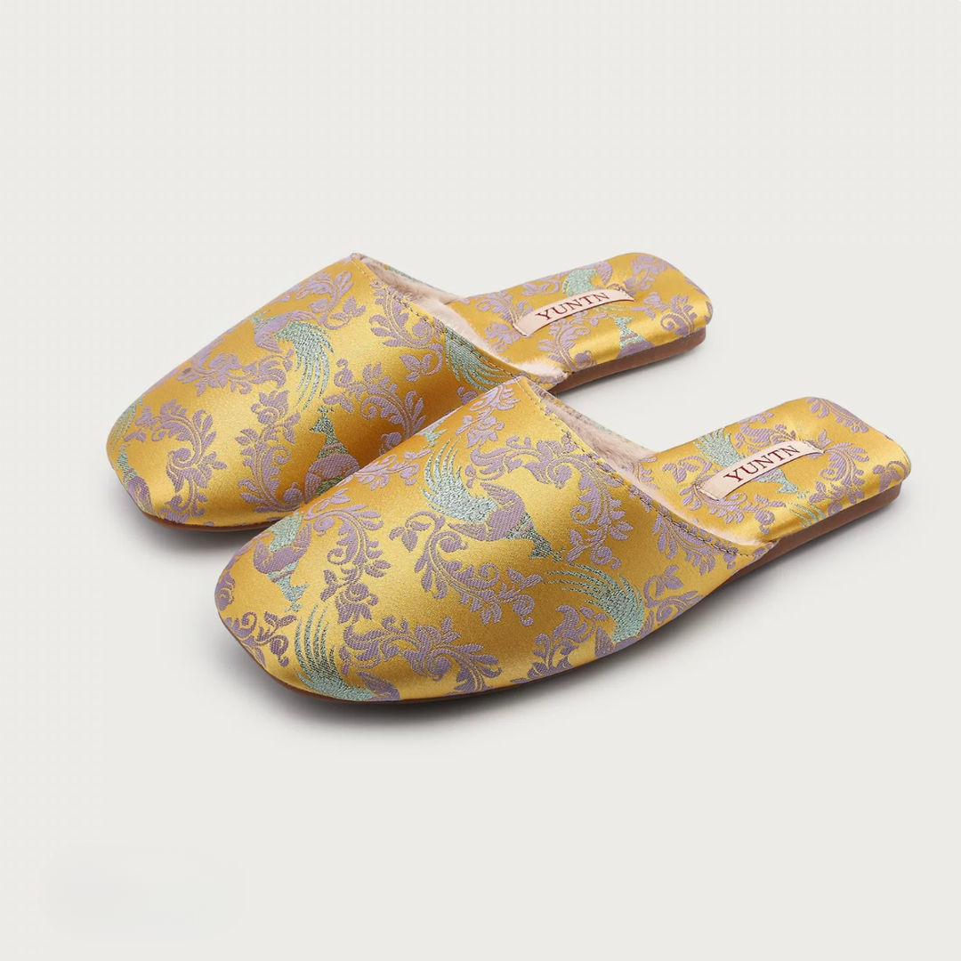 Jade Peacock Luxury Satin Women Indoor Slipper