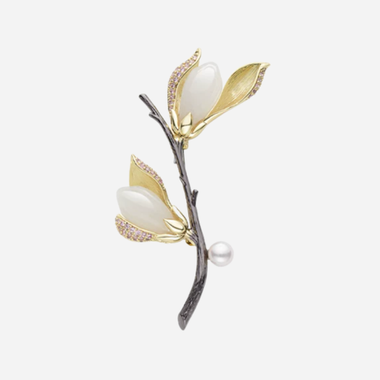 Twin Magnolia Brooch