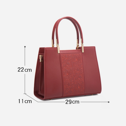 Tang Red 29 Embossed Floral Tote