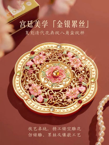 Golden Peony Treasure Pocket Mirror
