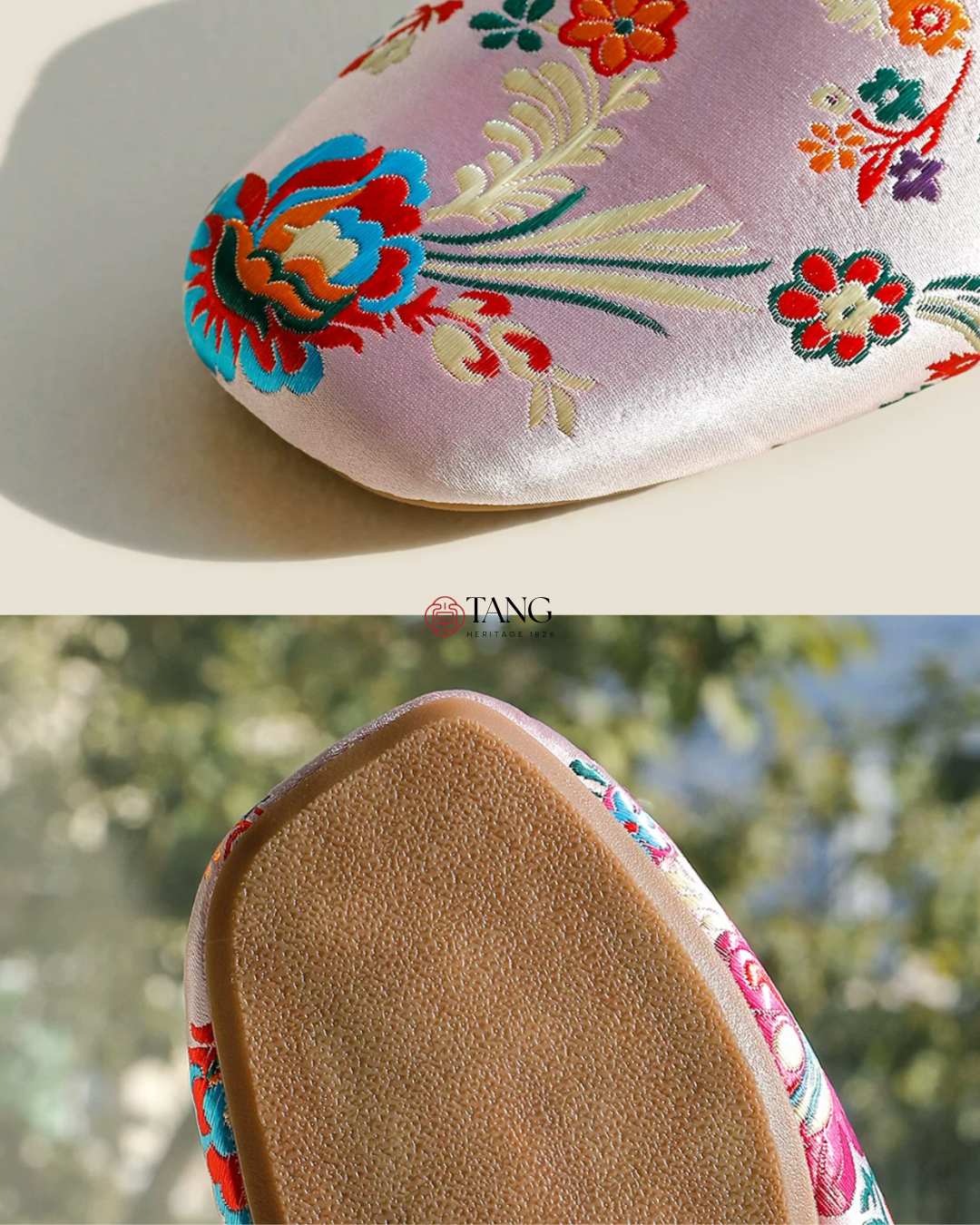 Hundred Flowers Embroidered Satin Women Indoor Slipper