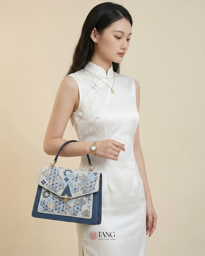 Tang Red 24 Embroidered Suozi Pattern Top-Handle Bag