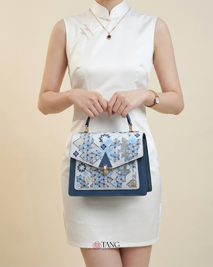 Tang Red 24 Embroidered Suozi Pattern Top-Handle Bag