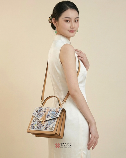 Tang Red 24 Embroidered Suozi Pattern Top-Handle Bag