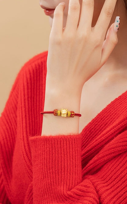 Fire Goat 2027 Zodiac Fortune Bead Red Cord Bracelet