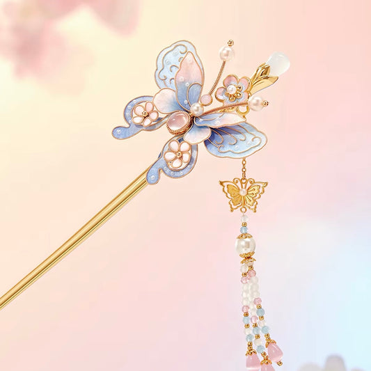 Handmade Treasure Butterfly Velvet Flower Hairpin