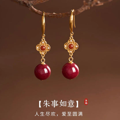 Rosalind Cinnabar Clover Drop Earrings