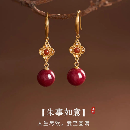 Rosalind Cinnabar Clover Drop Earrings