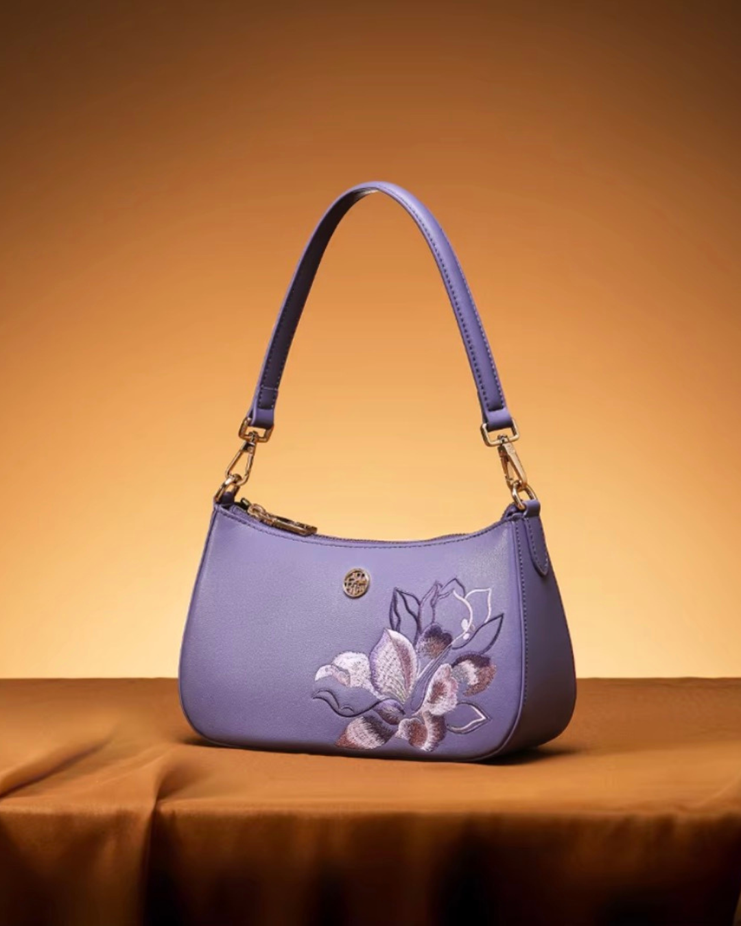 Tang Red 24 Embroidered Peony Shoulder Bag