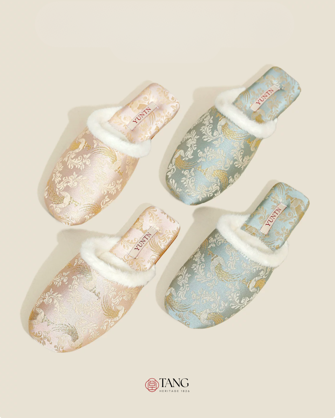 Golden Peacock Luxury Satin Women Indoor Slipper