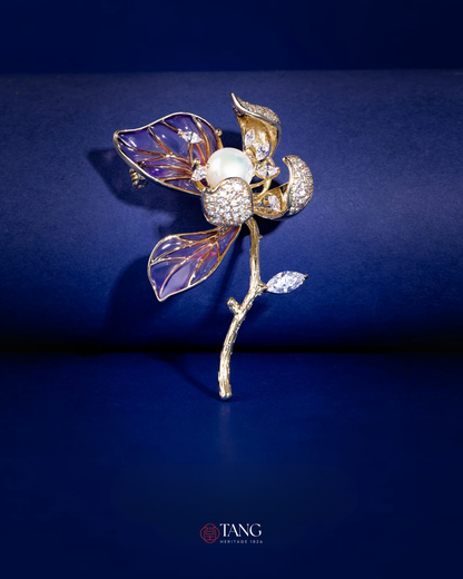Violet Dawn Magnolia Brooch
