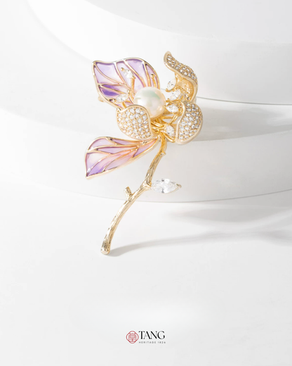 Violet Dawn Magnolia Brooch