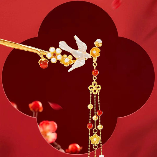 Joy on the Plum Branch Tassel Hairpin