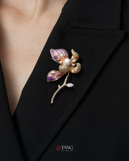 Violet Dawn Magnolia Brooch