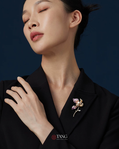 Violet Dawn Magnolia Brooch