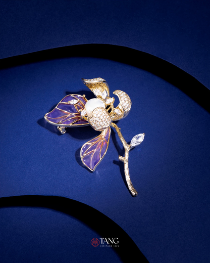 Violet Dawn Magnolia Brooch