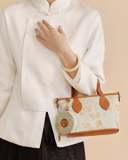 Tang Red 27 Gold Song Brocade Bucket Bag