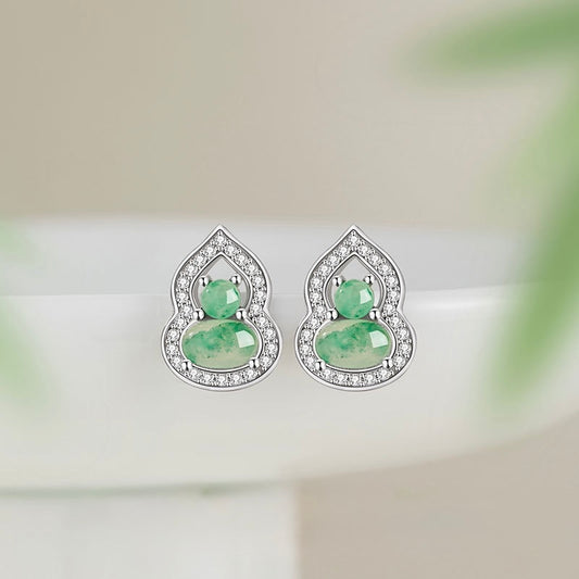 Mountain Mist African Jade Halo Gourd Earrings