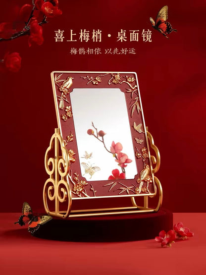 Magpie on Plum Blossom Mirror and Jewellery Box Gift Set