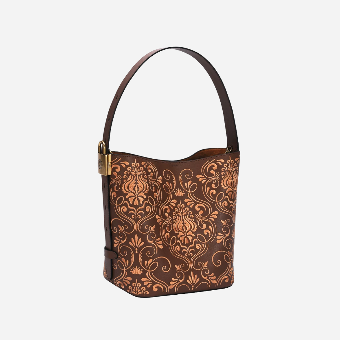 Tang Red 28 Embroidered Dunhuang Scroll Bucket Bag