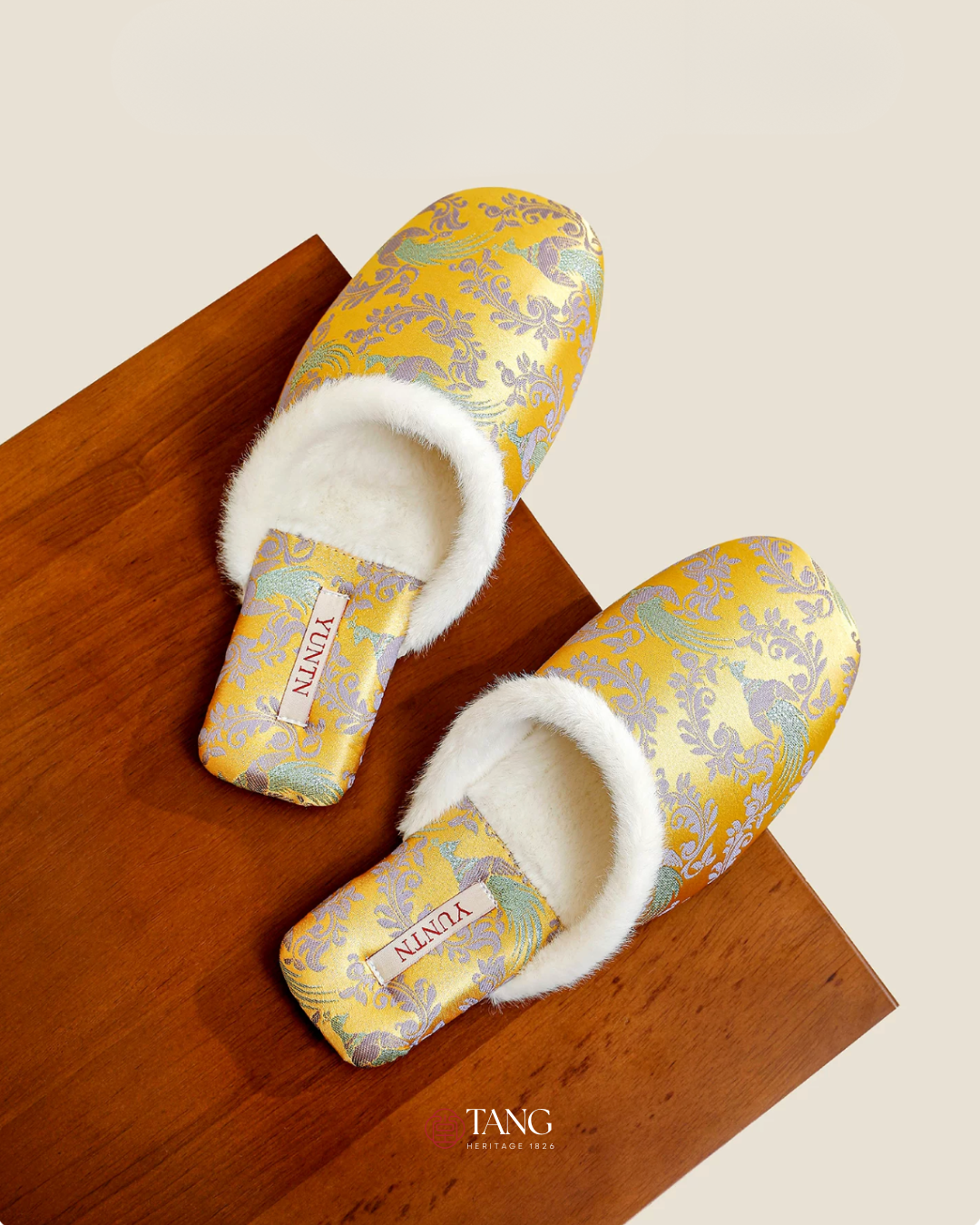 Golden Peacock Luxury Satin Women Indoor Slipper