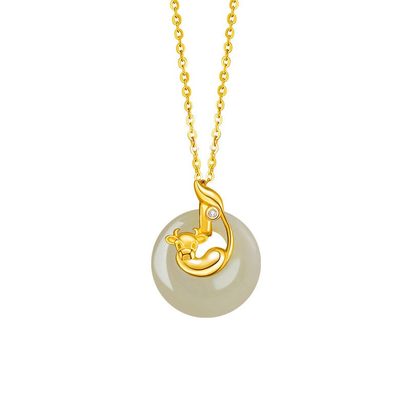 Fire Goat 2027 Jade Peace Buckle Necklace