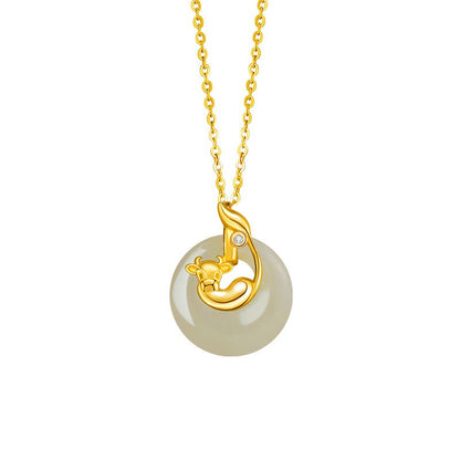 Fire Goat 2027 Jade Peace Buckle Necklace