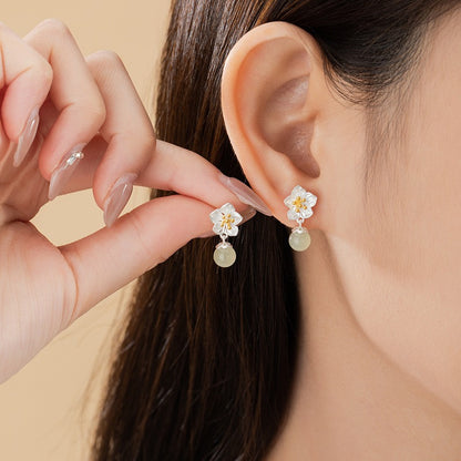 Twelve Flower Goddesses Hetian Jade Drop Earrings