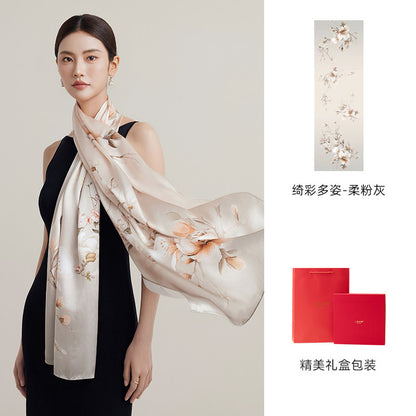Blossom Array Printed Mulberry Silk Scarf