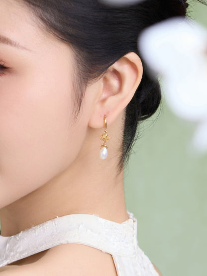 Ruelle Jade and Pearl Drop Earrings