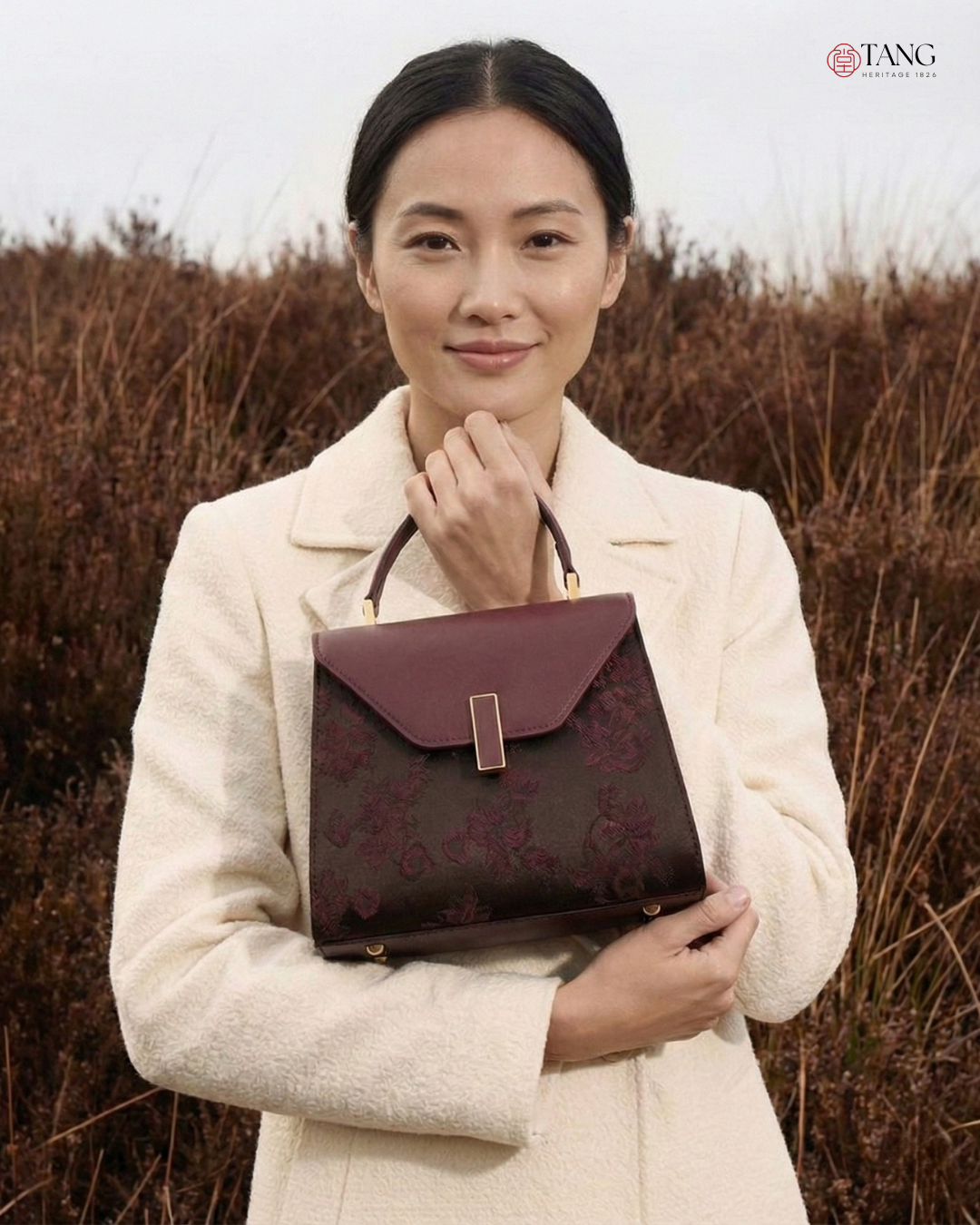 Tang Imperial 27 Cloud Silk Peony Top-Handle Bag