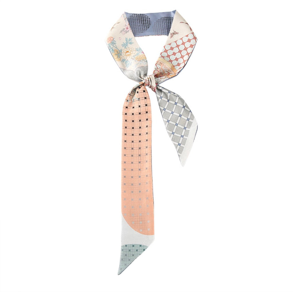 Cerulean Charm 100% Mulberry Silk Twilly