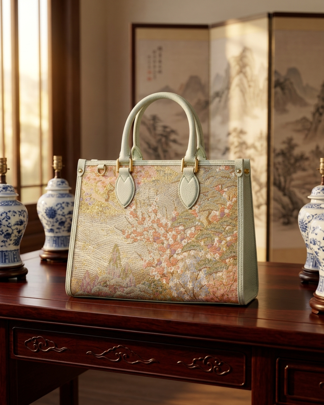 Tang Gold 28 Landscape Nishijin Brocade Tote (Special Invitation Only)