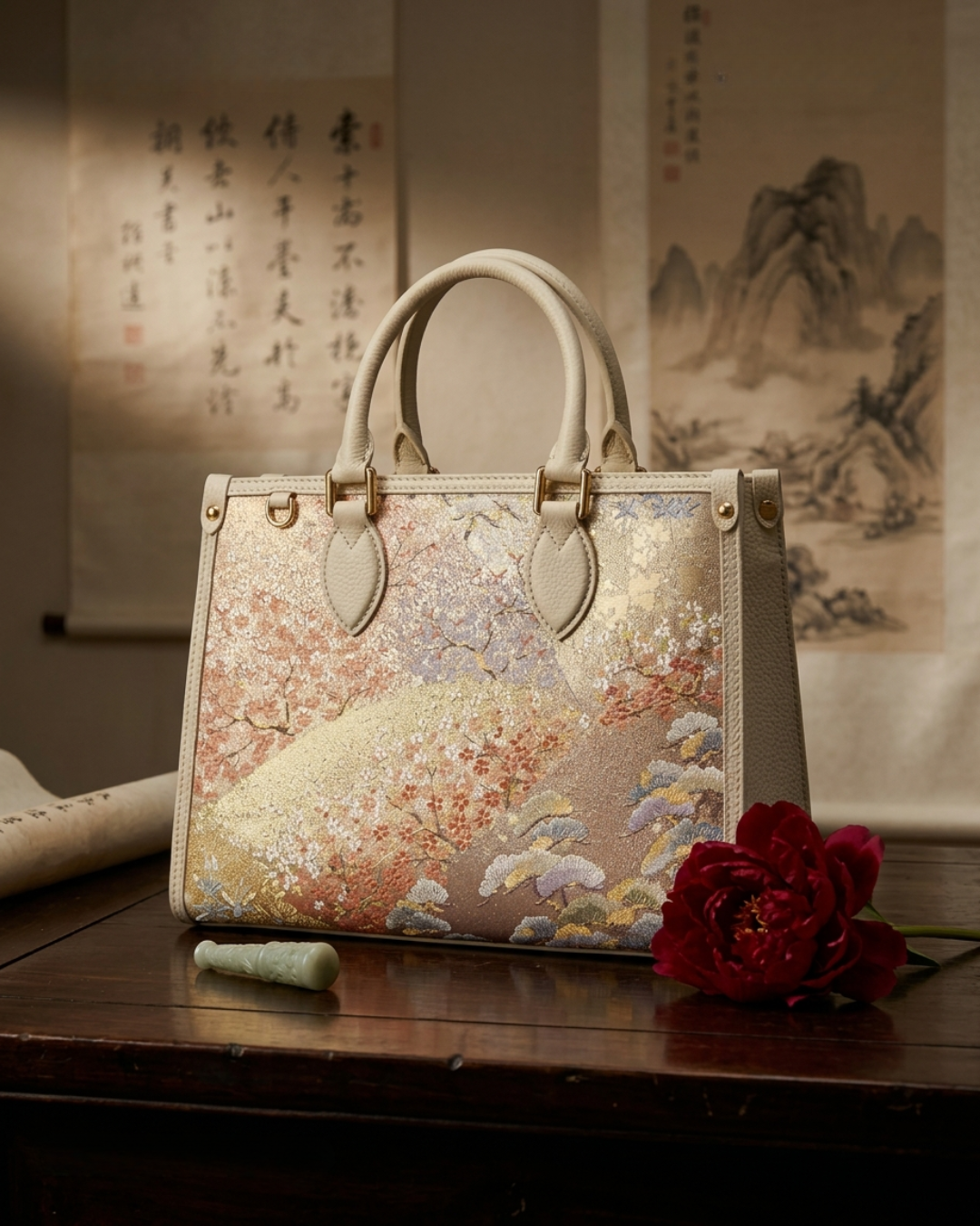 Tang Gold 28 Landscape Nishijin Brocade Tote (Special Invitation Only)