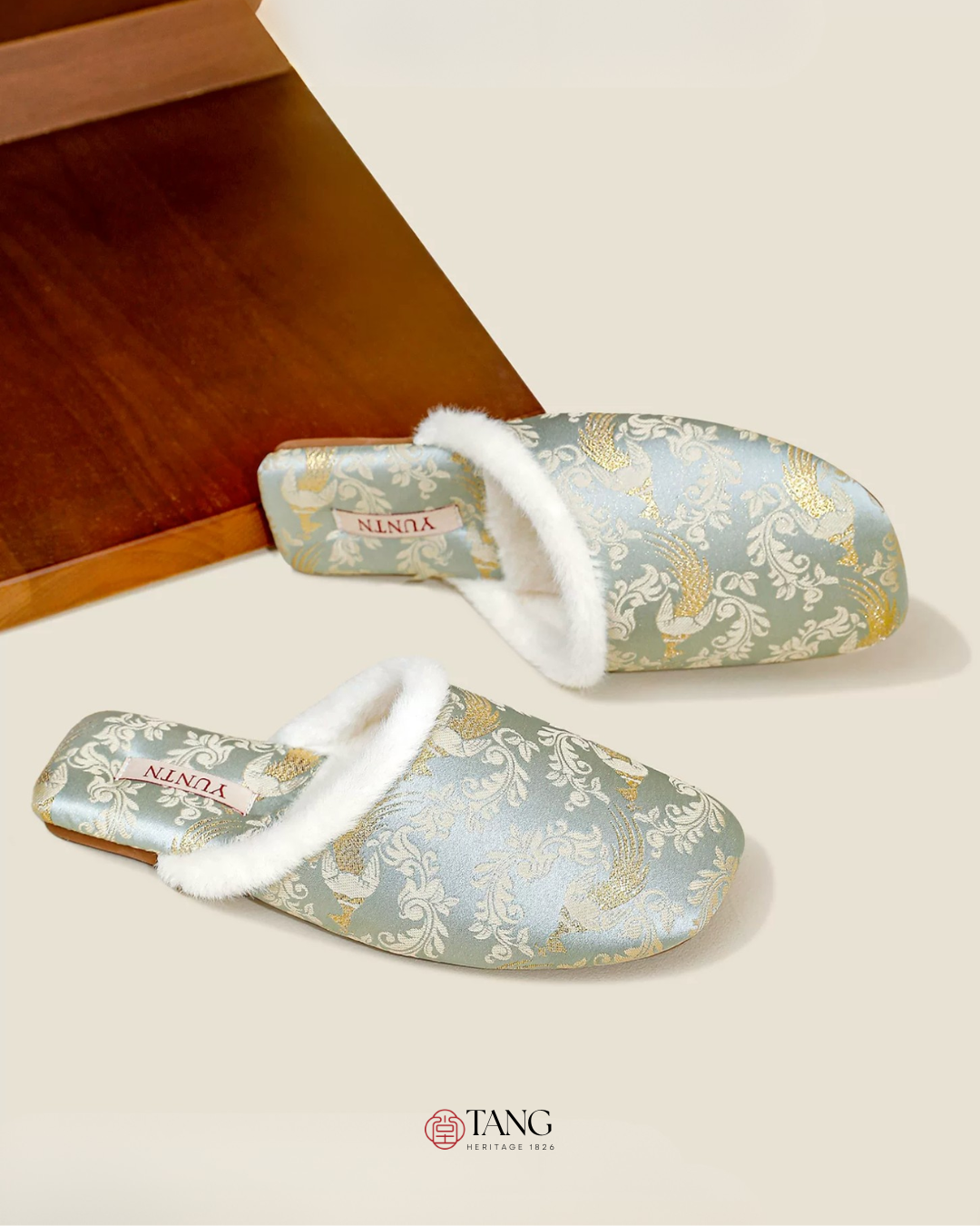 Golden Peacock Luxury Satin Women Indoor Slipper