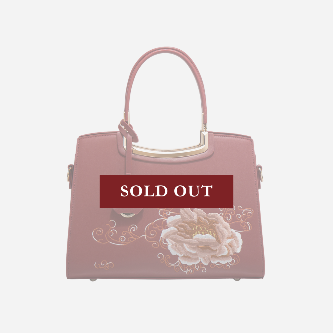 Tang Red 29 Embroidered Peony Tote II