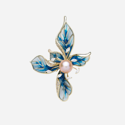 Azure Iris Brooch